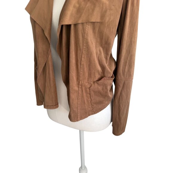 MAX STUDIO Faux Suede Swing Open Ruffle Jacket Size Medium - Picture 3 of 8